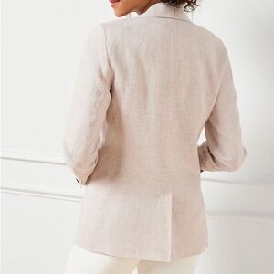 Talbots Petite 12P Linen One-Button Blazer – Neutral Oatmeal